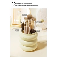 Yellow 360° Rotating Makeup Brush Holder with Clear Dome – Stylish Organizer for Vanity, Desk, and Bathroom thumbnail