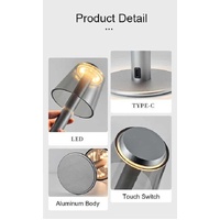 Silver Stylish Transparent Desk Lamp with Touch Control, LED, Type-C Charging - Simple and Modern Design thumbnail