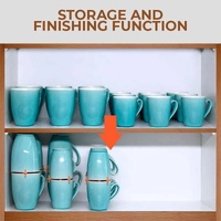 3 Pcs Black Adjustable Cup Holder for Mugs, Glasses, and Cups - Stackable, Space-Saving Design, 6.5cm Diameter thumbnail