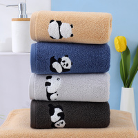 2 Pcs Blue Panda Print Soft Cotton Hand Towel, Super Absorbent Mini Towels, 34x75cm thumbnail