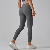 Dark Grey Size L High-Waist Seamless Yoga Pants for Women - Fitness Leggings with Pockets, Quick-Dry, Butt-Lifting, Stretchable Workout Tights thumbnail