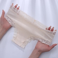 Size M Lace-Trimmed Cotton Panties - 3-Pack in Black, White, and Nude thumbnail