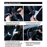 Red Multifunctional Car Steering Wheel Lock - Adjustable and Telescopic Anti-theft & Window Breaker Safety Tool thumbnail