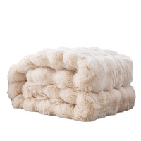 Apricot 130*160cm Plush Toscana Rabbit Hair Throw Blanket - Soft Flannel Fleece for All Seasons, Perfect for Couch & Bed thumbnail