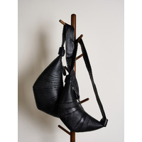 Small Black Stylish Croissant Crossbody Bag - Elegant Horn-Shaped Design with Lazy Chic Vibes thumbnail