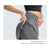 M Grey Women's High-Waist Athletic Skort with Built-In Shorts - Breathable Quick-Dry Running Skirt with Phone Pocket thumbnail