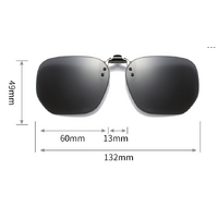 Black-grey 2-Piece Flip-Up Sunglasses Clip-On Set for Glasses - UV-Protective Square Polarized Lenses for Driving thumbnail
