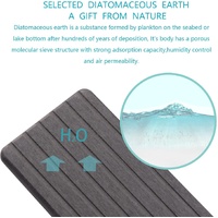Upper And Lower Slots Dark Grey 2-Piece Rectangular Diatomaceous Earth Coaster Set - Absorbent Grooved Mat for Sink and Bathroom thumbnail