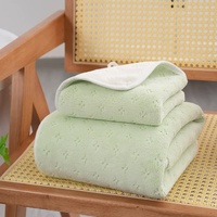 Bluish white Oversized Double-Sided Coral Fleece Bath Towel | Soft and Absorbent, Thick & Warm, 70x140cm thumbnail