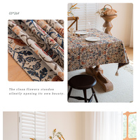Floral Vintage Bird Tassel Tablecloth | Vintage Cotton and Linen Jacquard Tablecloth, 100*160cm thumbnail