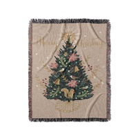 Off white Christmas Tree Throw Blanket | Festive Sofa Cover for Holiday Decor, 110x160cm thumbnail