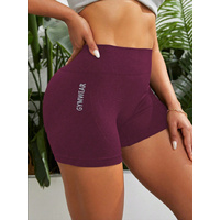 2 pcs High waist claret yoga shorts for running, fitness and sports | Tummy control, butt lift, sweat wicking, size L thumbnail