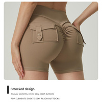 Khaki High-Waisted Yoga Shorts with Pockets for Women – Butt-Lifting, Breathable, and Comfortable Activewear S thumbnail
