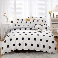 Black Polka Dot Premium Three-Piece Bedding Set - Comfortable Polyester with Adjustable Corner Straps (Quilt Cover 265*230CM + Pillowcase 51*76CM*2) thumbnail