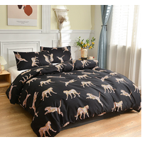 Black leopard print Three-Piece Bedding Set - Comfortable Polyester with Adjustable Corner Straps (Quilt Cover 230*230CM + Pillowcase 51*76CM*2) thumbnail