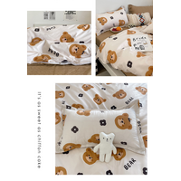 Cartoon Bear 4-Piece Bedding Set with Comforter and Pillowcases for Kids - Soft and Cute Bed Linen (Comforter 150x200cm, Bed Sheet 160x230cm, Pillowca thumbnail