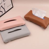 2 pcs Grey Car Sun Visor Tissue Holder - PU Leather Napkin Dispenser for Vehicle Interior thumbnail