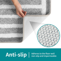 Gray Stripes Absorbent Striped Bathroom Rug - Non-Slip Bath Mat for Bathroom, Toilet & Shower Room Entrance 50x80cm thumbnail