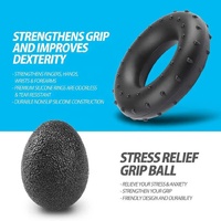 Black 5-Piece Hand Grip Strength Training Set – Adjustable Grip Exerciser, Silicone Grip Rings & Grip Ball thumbnail