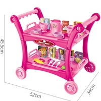 Pink Children's Pretend Play Kitchen Cart Set with Toys - Roleplay Cooking Set with Accessories - Educational Toy for Kids thumbnail