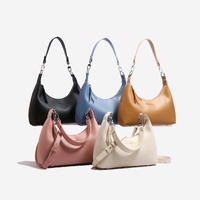 Pink Women's Trendy PU Leather Shoulder Bag - Fashionable Underarm Hobo Bag with Adjustable Strap thumbnail