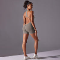 Size L Grey High-Impact Seamless Bodysuit - Nude Feel Yoga & Fitness Romper thumbnail