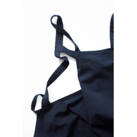 Blue Cotton Linen H-Back Apron - Solid Color Kitchen Cooking Apron with Pocket thumbnail