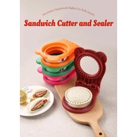 3 Pcs Red Round Sandwich Sealer & Cutter - Safe Hand Guard Design, DIY Pocket Bread Mold thumbnail