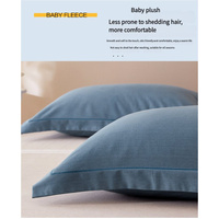 Light Red Pure Cotton Flannel Pillowcase Set - Soft, Thickened, Solid Color (Pair, 48x74cm) thumbnail