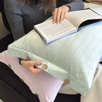 Bright Green Pinstripe Long Staple Cotton Sateen Pillowcase Set - Jacquard Striped, Pure Cotton, 48x74cm (Pair) thumbnail