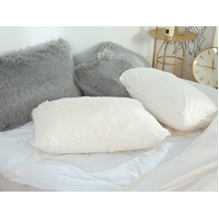 Milky White Faux Fur Pillowcase Set - Crystal Velvet Plush Throw Pillow Covers, Bedding Accent (50x70cm, Pair) thumbnail