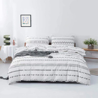 Black and White Cow Pattern 3-Piece Polyester Duvet Cover Set with 2 Pcs Pillowcases - Elegant Bedding, Machine Washable, 173x230cm Duvet + 51x76cm Pi thumbnail