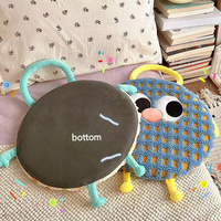 Purple Plaid Cute Cartoon Round Memory Foam Seat Cushion - Detachable & Washable thumbnail