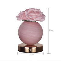 Champagne Dreamy Rose Planet Lamp Night Light - Elegant 21cm USB-Charged 3-Color Touch Dimming Decor Gift thumbnail