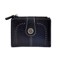 Peacock Blue Vintage PU Leather Women's Short Wallet - Elegant Zipper Coin Pocket Multi-Function Card Holder thumbnail