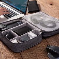 Red Durable Three-Layer Earphone & Digital Organizer - Waterproof Cosmetic & Cable Storage Pouch(Photography props not included, only the bag) thumbnail