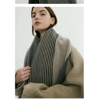 Green Luxury Striped Suede-Feel Scarf - Soft and Warm for All Seasons thumbnail