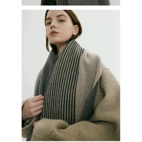 Blue Luxury Striped Suede-Feel Scarf - Soft and Warm for All Seasons thumbnail