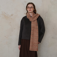 Borwn Vintage Wool-Blend Knit Scarf - Warm and Stylish for Men and Women thumbnail