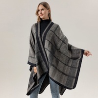 Teal Ethnic Boho Shawl for Women - Stylish Split Cape for Travel and Cooling Rooms thumbnail