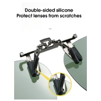 2 Pcs Grey Polarized Clip-On Sunglasses - Day & Night Use, Frameless Polygon Design for Fishing & Driving thumbnail