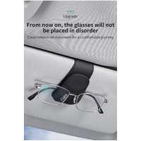 2 Pcs Black Carbon Fiber Pattern PU Leather Car Visor Sunglasses Holder - Multi-Functional Clip for Glasses, Cards & Tickets, 9.5x4.5cm thumbnail