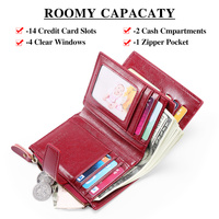 Dark Blue Premium Genuine Leather RFID Blocking Women's Wallet - Lightweight, Multi-Functional, and Stylish thumbnail