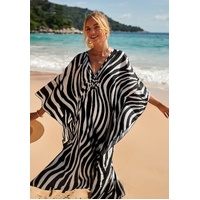 Zebra Print Loose Fit Caftan Dress - Resort Style Beach Coverup for Women thumbnail