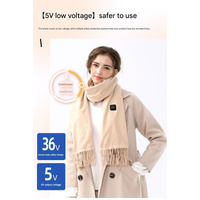 Gray And Pink Plaid Heated Scarf - Electric Warming Scarf, Winter Outdoor Essential (Without power bank) thumbnail