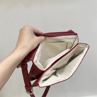 Red Minimalist Flap Shoulder Bag-Elegant Women's Double-Layer Crossbody thumbnail