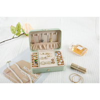 Beige Elegant Quilted PU Leather Jewelry Box - Portable Organizer for Travel & Home thumbnail