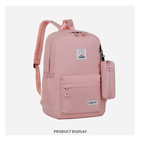 Pink Large Capacity Travel Backpack for Girls - Waterproof School Bag with Detachable Pencil Case thumbnail