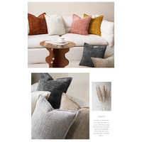 Beige Chenille Crosshatch Textured Pillow Covers Set of 2 - Modern Minimalist Sofa Bed Cushion Covers 45x45cm & 30x50cm(without pillow core) thumbnail
