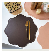 Orange Nordic Style Faux Leather Placemats Set of 4 - Heat-Resistant Waterproof Table Mats 38x38cm(cutlery not included) thumbnail